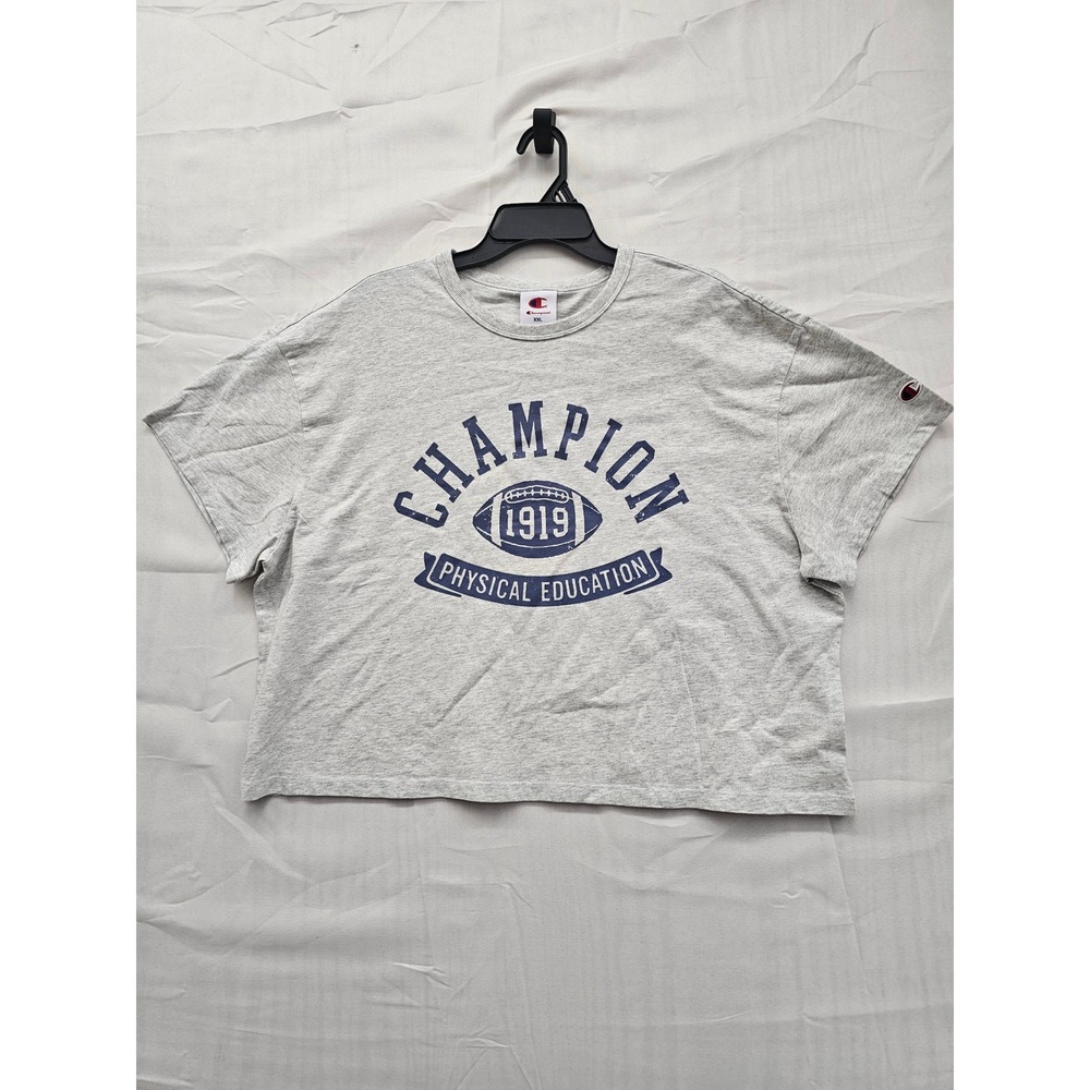 Champion Women‎ XXL Ash Heather Gray Cropped Physical Education Tee V253TS02026